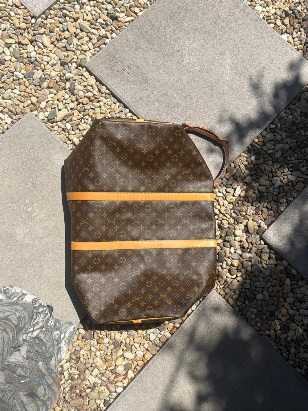 Louis Vuitton Monogram Travel Duffel Bag in Brown and Tan Leather